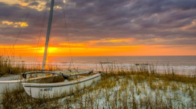 Small boat trip to a secluded beach near Folly Beach